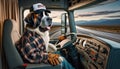 Dog Driving a Truck on Highway