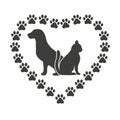 Dog emblem and cat vet clinic and shelter treatment and veterinarian medicine domestic animals healthcare