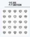 25 Dog Emoticon Outline icons Pack vector illustration