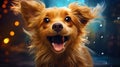 A dog expressing joy with a stuck tongue and sparkling eyes