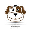 Dog face beatific smile logo and white background Royalty Free Stock Photo