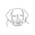 Dog face continuous line art. Dog Lab breed single line vector illustration