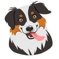 Dog face portrait cartoon illustration. Cute friendly herding d