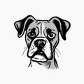Minimalist Boxer Dog Cartoon Drawing