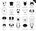 Dog Faces Stroke Monochrome Icon Cartoon 2