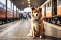 A dog faithfully waiting for his master at the train station