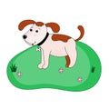 Dog is in the Farm. Cute puppy is in the grass. Vector illustration can use for kids book, poster, cards.