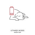 Dog fatigue and lethargy icon. Apathy in dogs.
