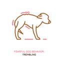 Dog fearful behavior icon