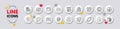 Dog feeding, Recovery data and Boron mineral line icons. For web app, printing. White buttons 3d icons. Vector