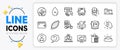 Dog feeding, Recovery data and Boron mineral line icons. For web app. Vector