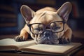 Dog fell asleep reading. Generate Ai