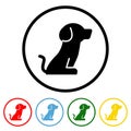Dog Flat Icon with Color Variations