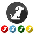 Dog Flat Style Icon with Long Shadow