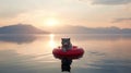 Whimsical Dog On Inflatable Raft: Serene Seascapes By David Burdeny