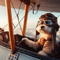 dog flying world war one biplane