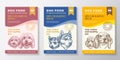 Dog Food Label Templates Set. Abstract Vector Packaging Design Layouts Collection. Typography Banners with Hand Drawn