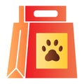 Dog food package flat icon. Dog food with paw mark color icons in trendy flat style. Pet food bag gradient style design Royalty Free Stock Photo