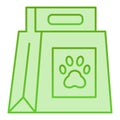 Dog food package flat icon. Dog food with paw mark green icons in trendy flat style. Pet food bag gradient style design Royalty Free Stock Photo