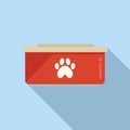 Dog food plastic bowl icon flat vector. Pet feed Royalty Free Stock Photo