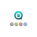 Dog footprint bubble chat logo design concept Royalty Free Stock Photo