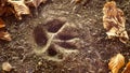 Dog footprint. Dog or wolf paw print Royalty Free Stock Photo