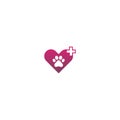 Dog footprint logo love icon design concept Royalty Free Stock Photo