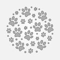 Gray dog footprints round vector illustration