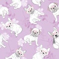 Dog. french bulldog. heart sunglasses. glasses icon. illustration seamless pattern wallpaper background