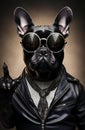 Dog french face cute sunglasses pet animal funny bulldog puppy Royalty Free Stock Photo