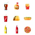 Dog French Fries Soda Icons Set lunch Hot Royalty Free Stock Photo