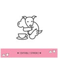Dog friendly cafe line icon. Editable illustration