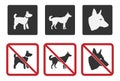 Dog friendly and dog restriction signs, dog prohibited