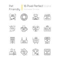 Dog friendly and no pet signs pixel perfect linear icons set. Cats and dogs allowed and banned areas. Customizable thin Royalty Free Stock Photo