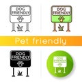 Dog friendly place icon. Doggy allowed park and square mark. Domestic puppies permitted territory, lawn and garden sign