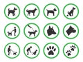 Dog friendly sign set, pets allowed icons Royalty Free Stock Photo