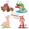Dog, frog, giraffe, cow - set animals. Royalty Free Stock Photo