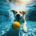 dog getting ball underwater Royalty Free Stock Photo