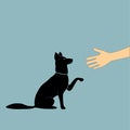 dog gives a paw to a man hand vector Royalty Free Stock Photo