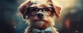 dog in glasses and funny suit like a bussiness man