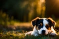 a dog on green field photo Royalty Free Stock Photo