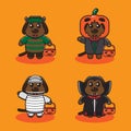 Illustration of cute Dog Halloween cartoon. Royalty Free Stock Photo