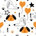 Dog hand drawn seamless pattern for kids Royalty Free Stock Photo