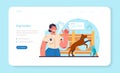 Dog handler web banner or landing page. Training exercise for social