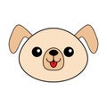 Dog happy round face head icon. Contour line silhouette. Brown color. Cute cartoon puppy character. Kawaii animal. Funny baby pooc