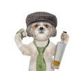 Dog having fun and drinking alcohol Royalty Free Stock Photo