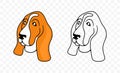 Dog head, basset hound breed, graphic design