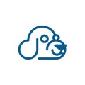 Dog Head Cloud line simple logo design, Pet care logotype element for template