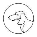 Dog head dachshund in a linear style