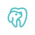 Dog head dental care line simple logo